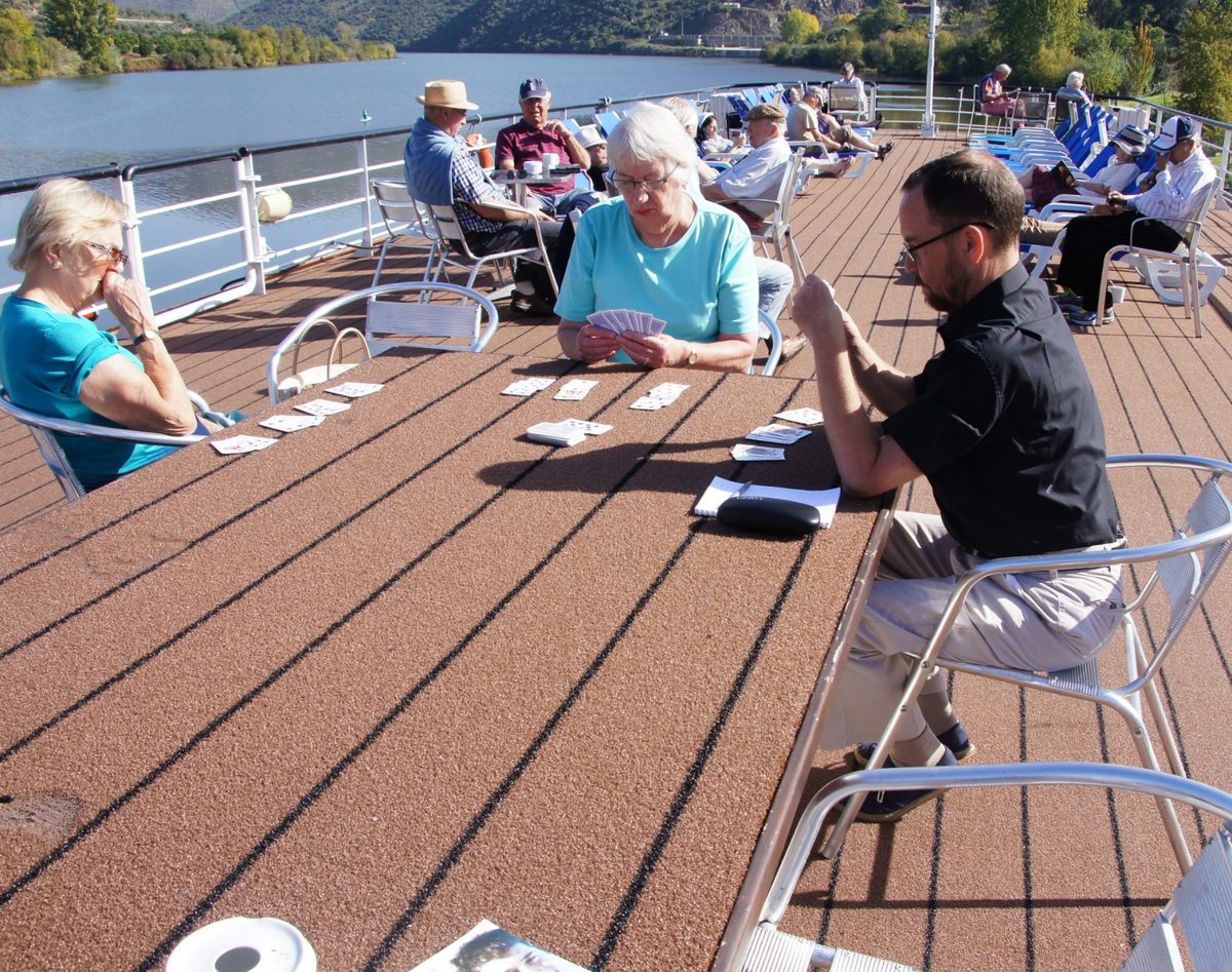 The open top sun deck of a European river cruise ship