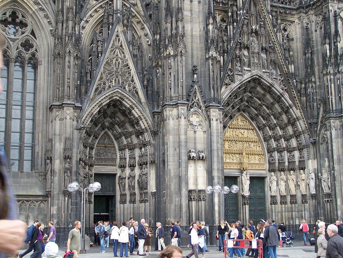 The twin spires of Cologne Cathedral above the city