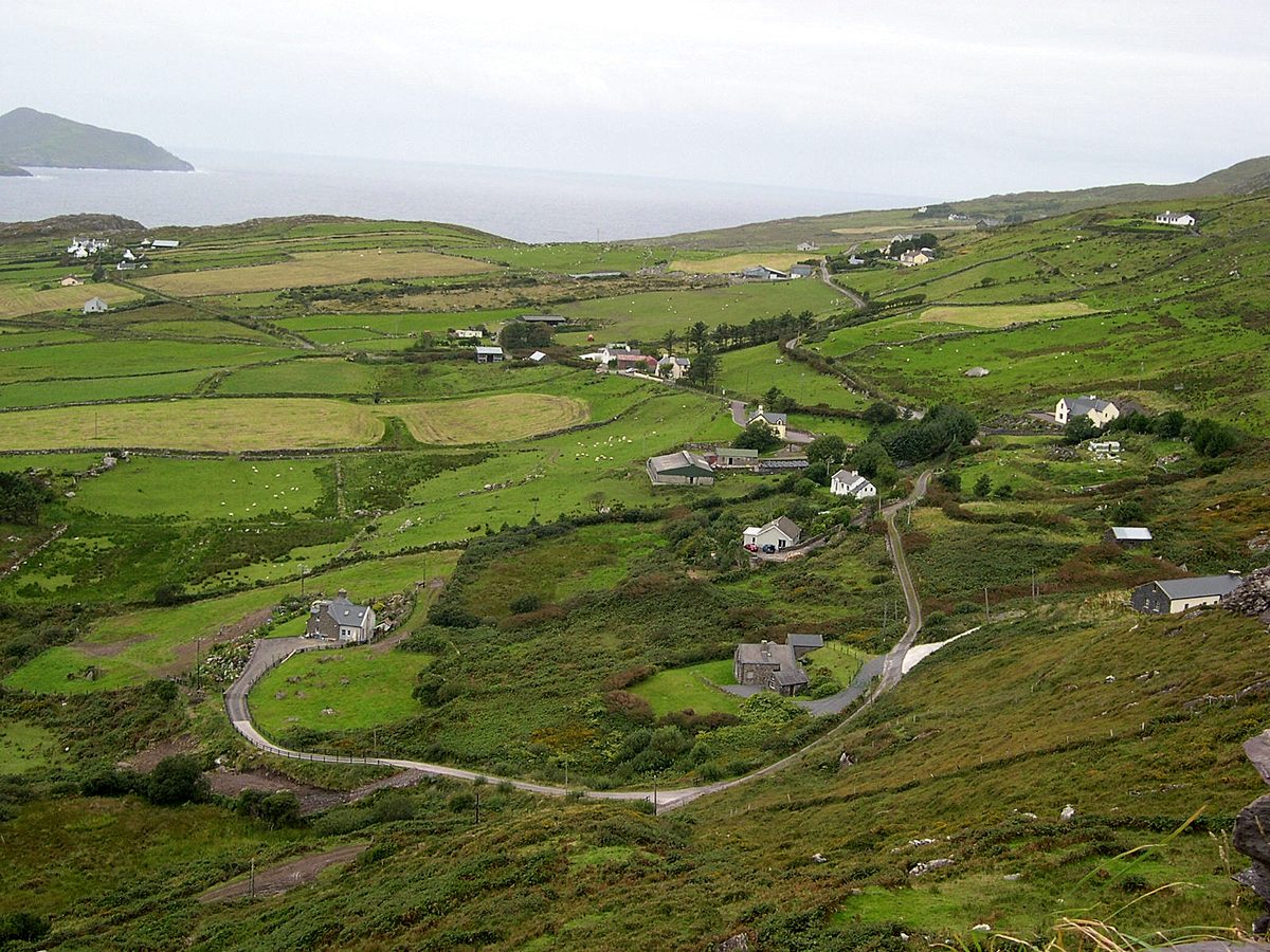 The coast and mountains along the Ring of Kerry in Ireland