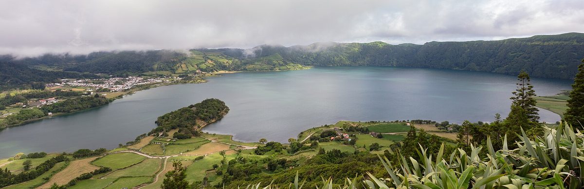 The twin crater lakes of Sete Cidades on Sao Miguel island, Azores