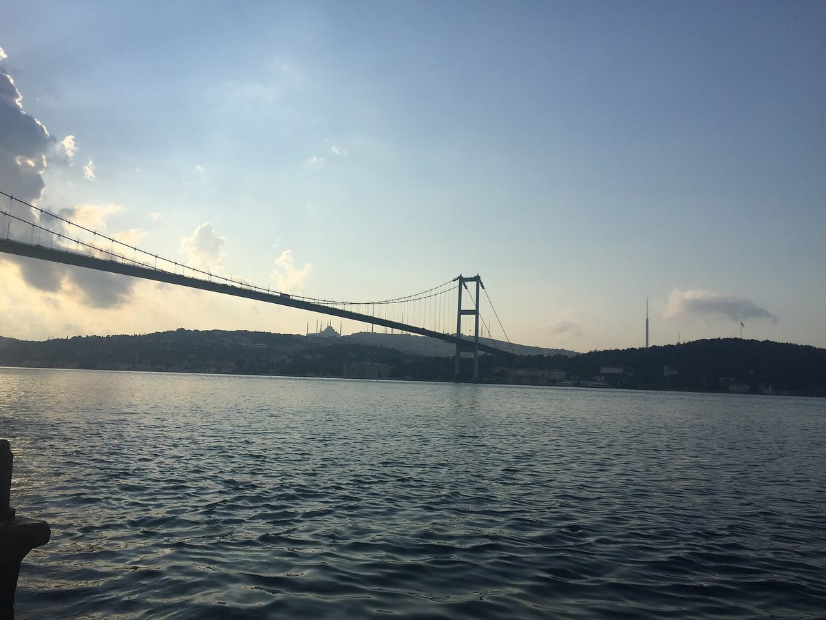 The Bosphorus Bridge linking the European and Asian shores of Istanbul
