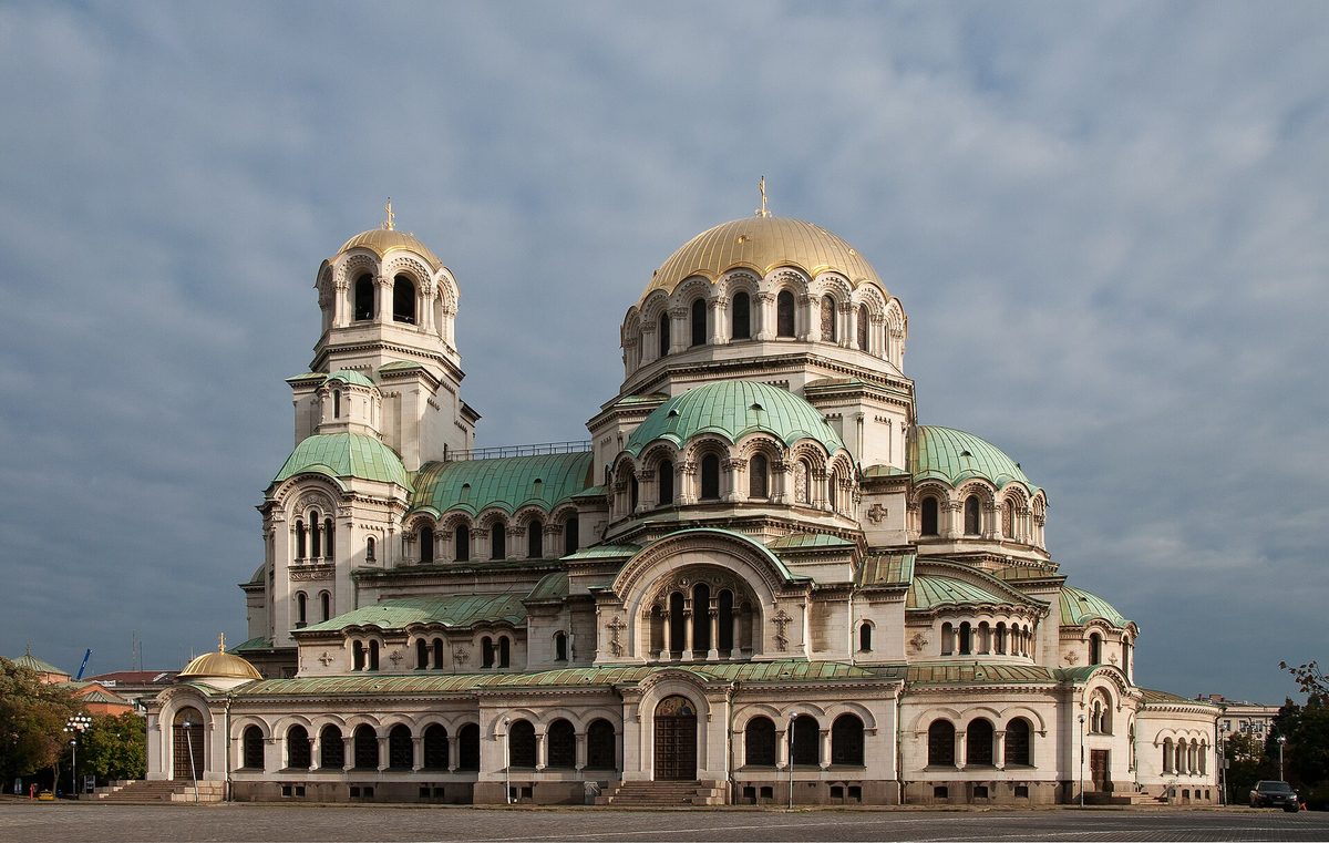 The gold domes of Alexander Nevsky Cathedral in Sofia, Bulgaria