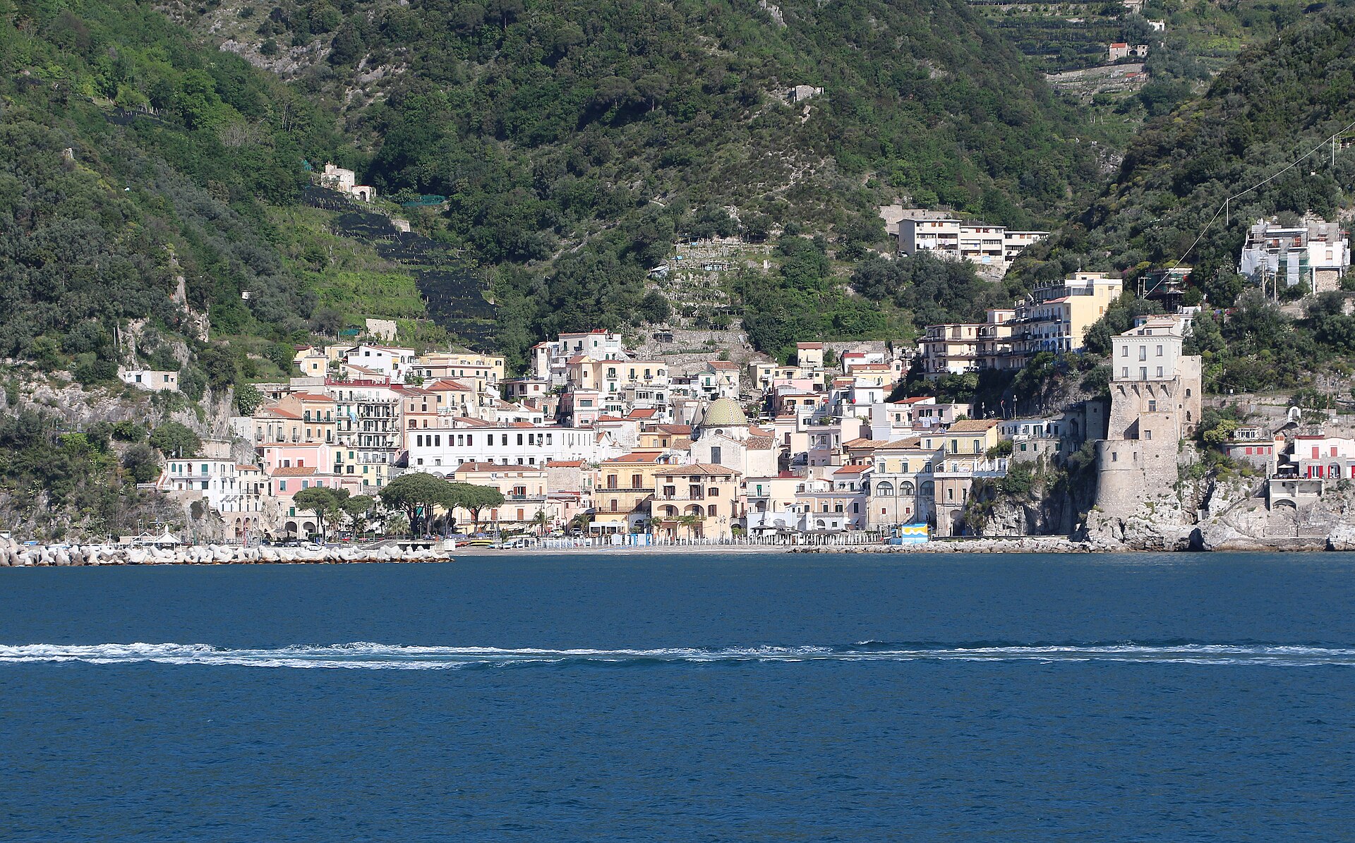 The fishing village of Cetara and its Norman watchtower on the Gulf of Salerno