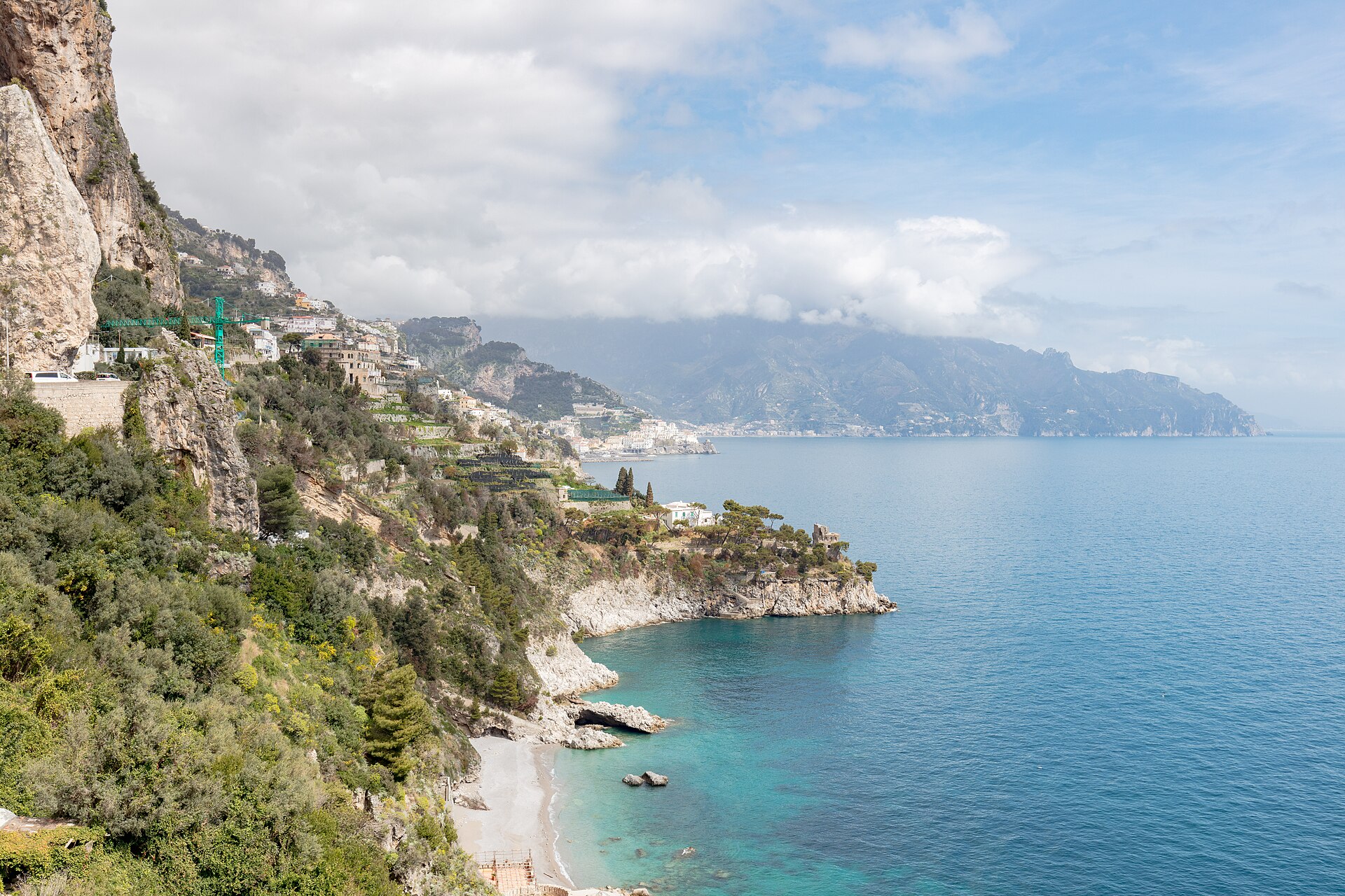 The cove and terraced hillside at Conca dei Marini on the Amalfi Coast