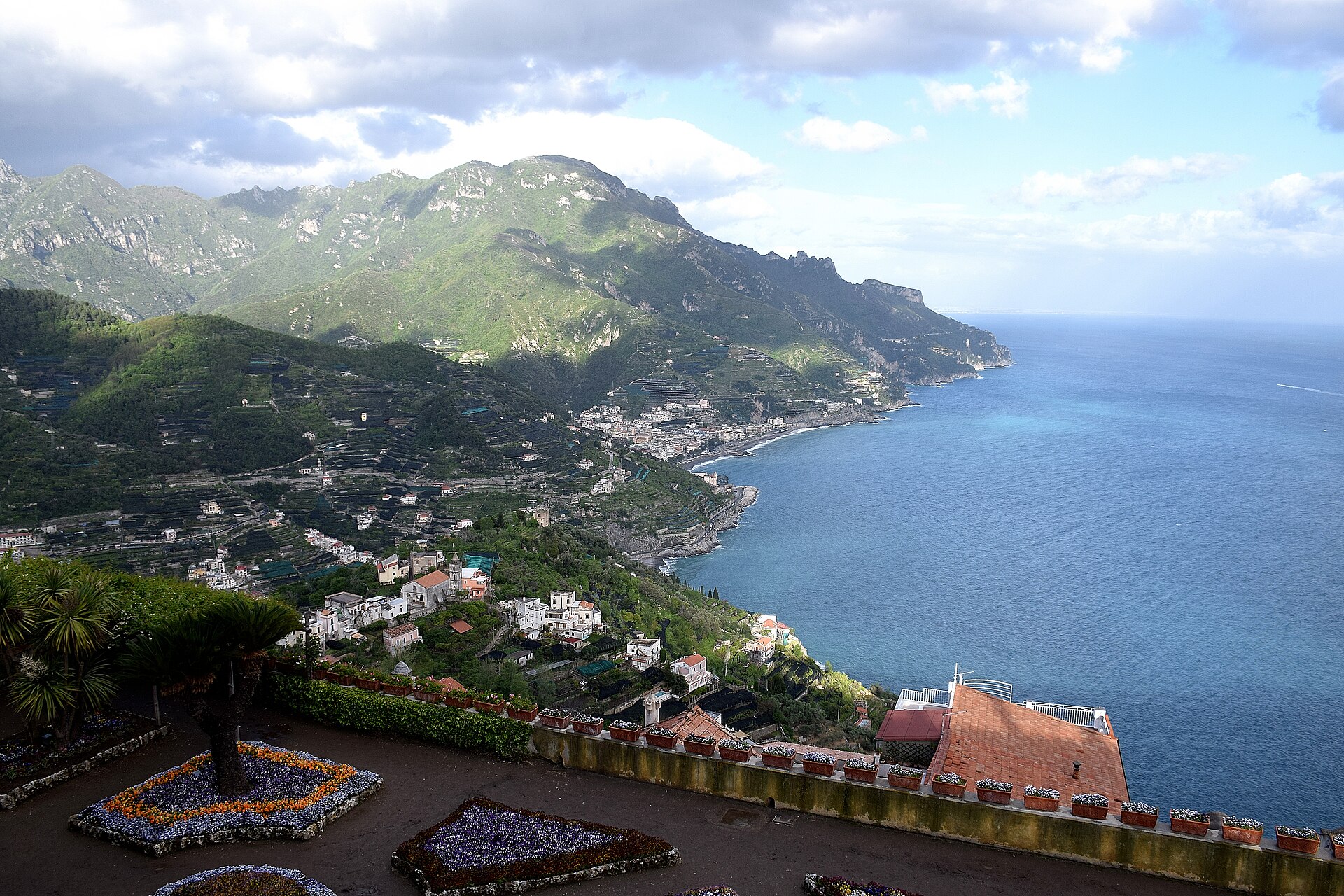 The Amalfi Coast seen from the gardens of Ravello, 350 metres above the sea