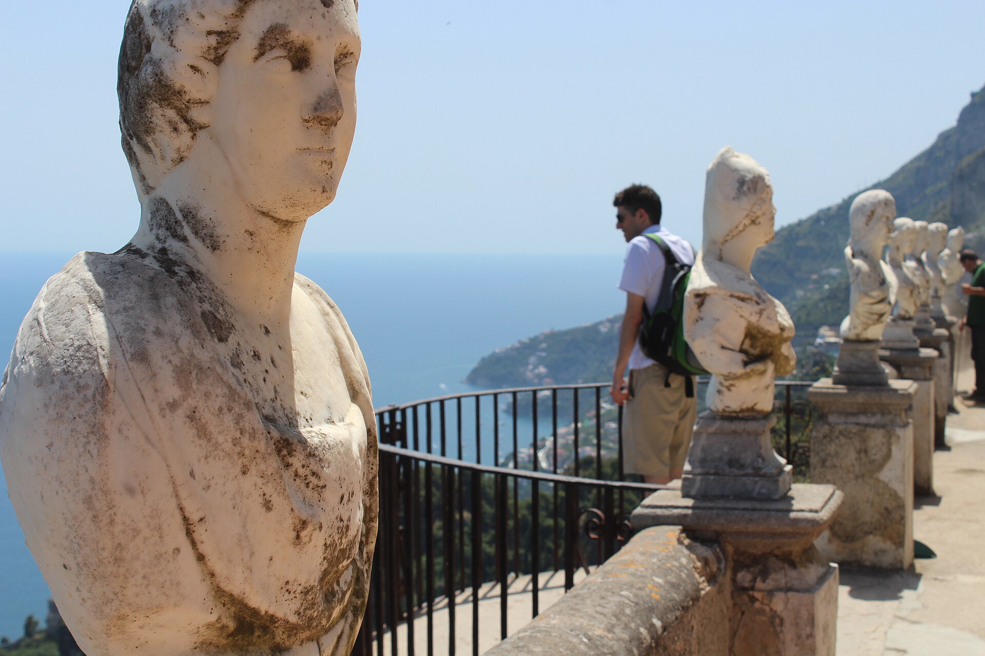 The marble busts on the Terrace of Infinity at Villa Cimbrone in Ravello