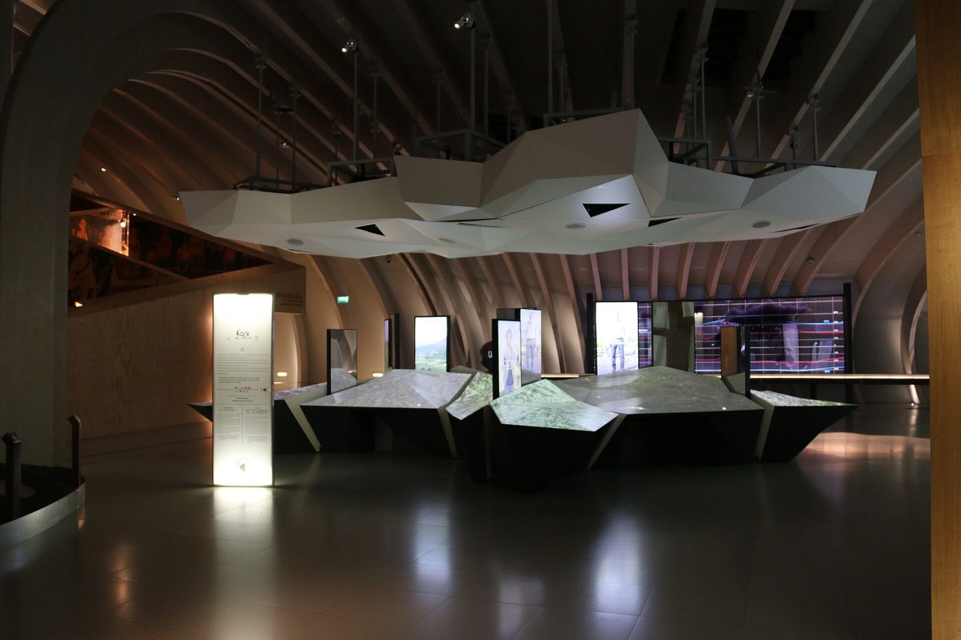 Inside the permanent exhibition at La Cite du Vin wine museum in Bordeaux