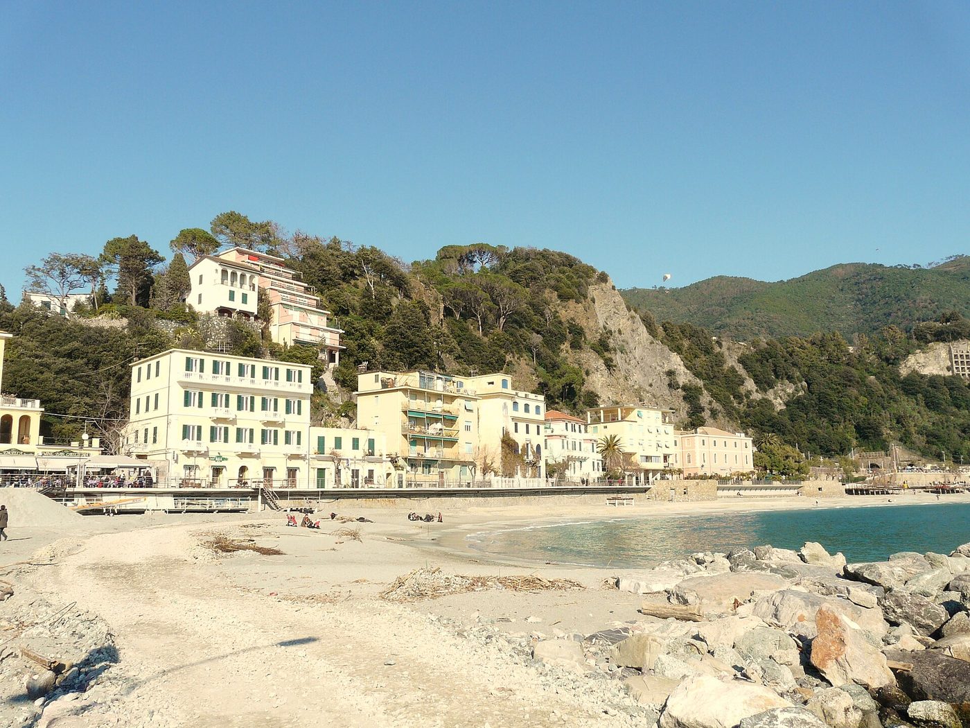 The sandy beach at Monterosso al Mare, the only true sand beach in the Cinque Terre
