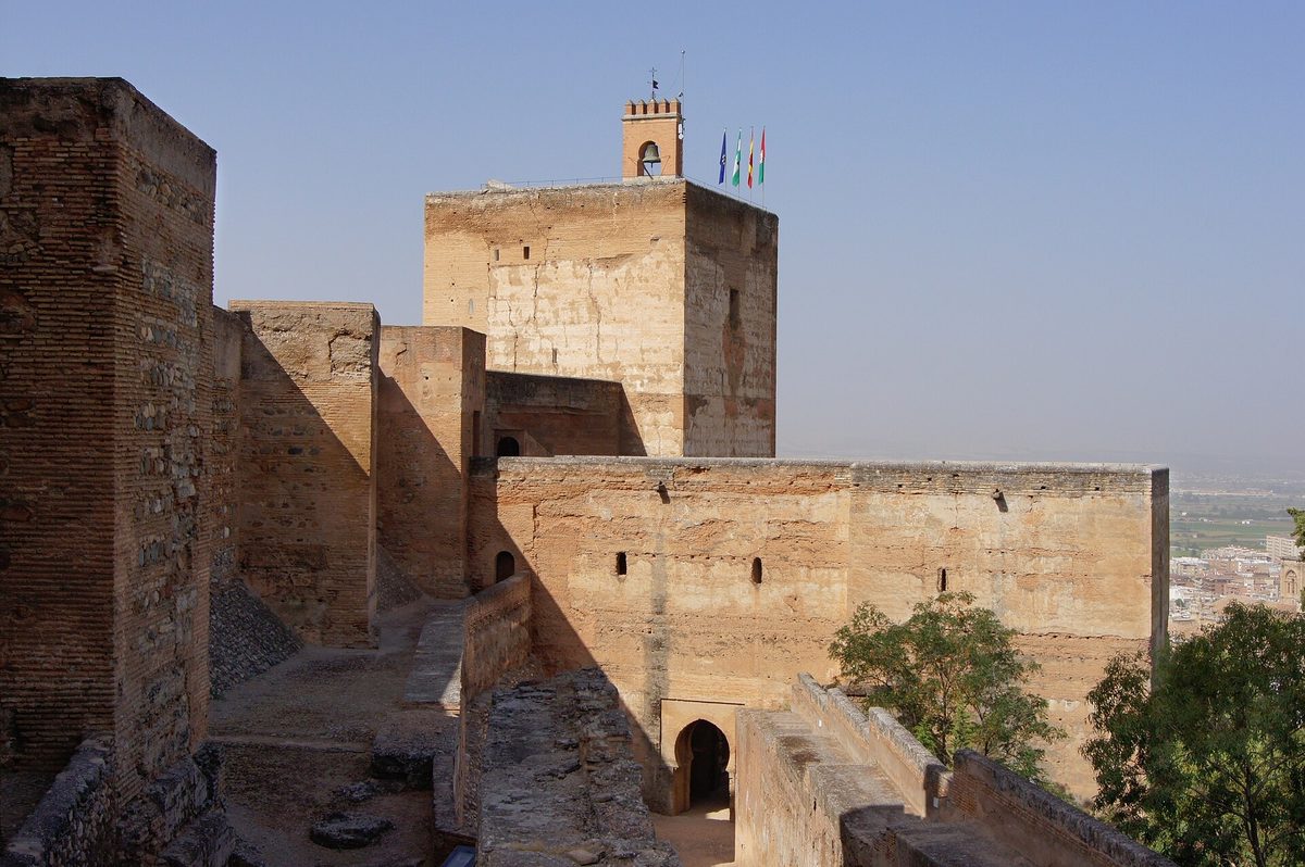The Torre de la Vela and the ramparts of the Alcazaba fortress at the Alhambra, Granada