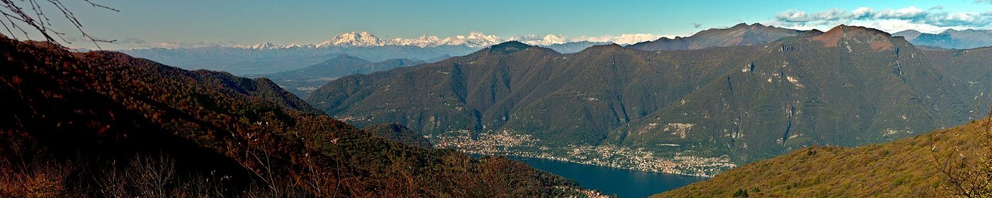 Lake Como travel guide: the lake and its mountains seen from high on the western shore