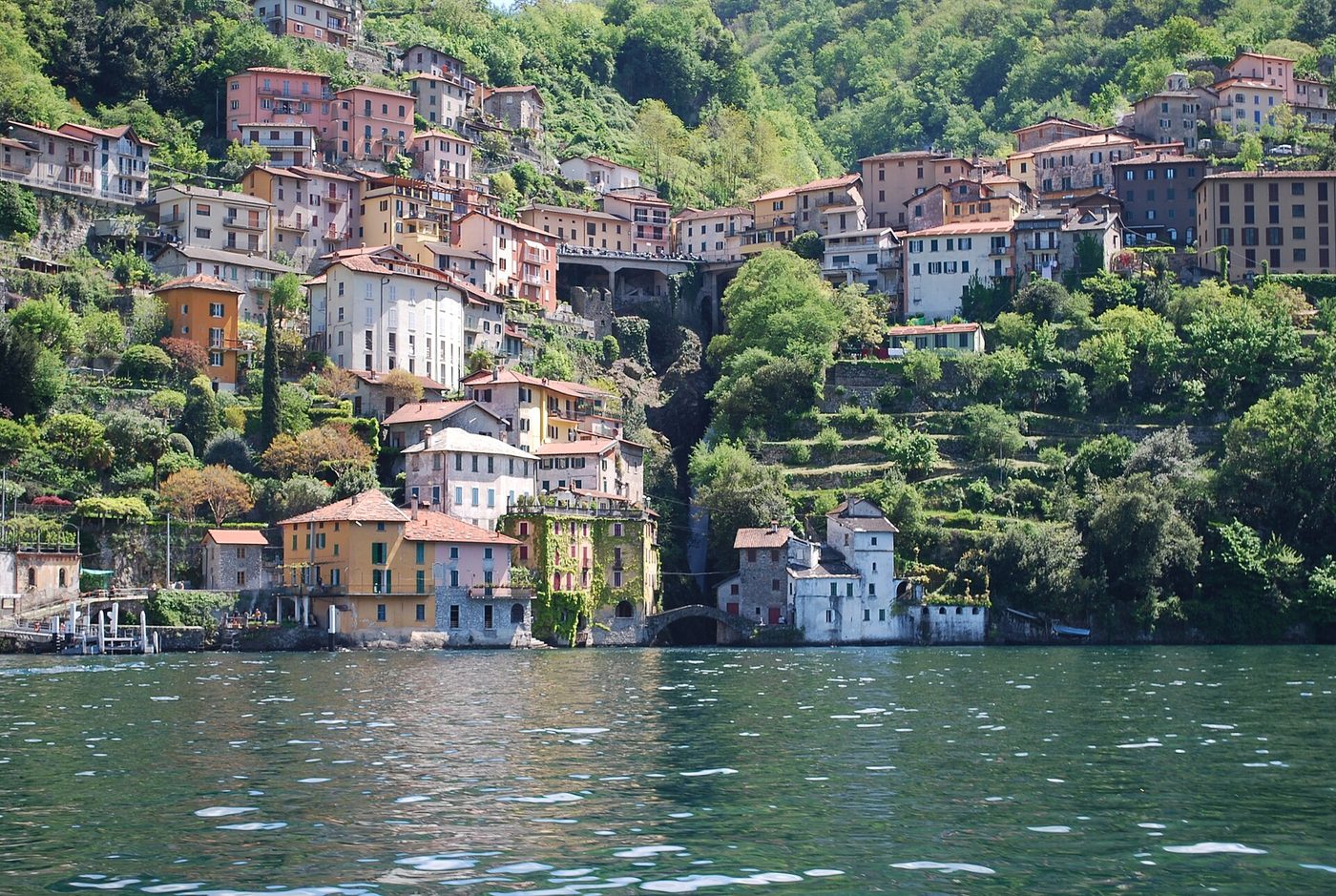 The village of Nesso stacked above its gorge on the eastern side of the Como branch