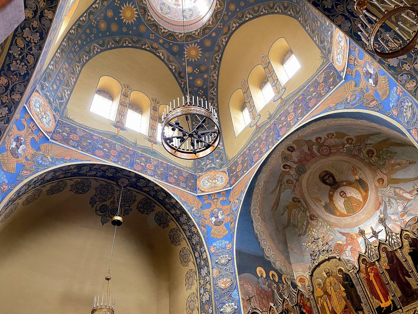 Painted vaulting inside the Russian Orthodox Cathedrale Saint-Nicolas in Nice