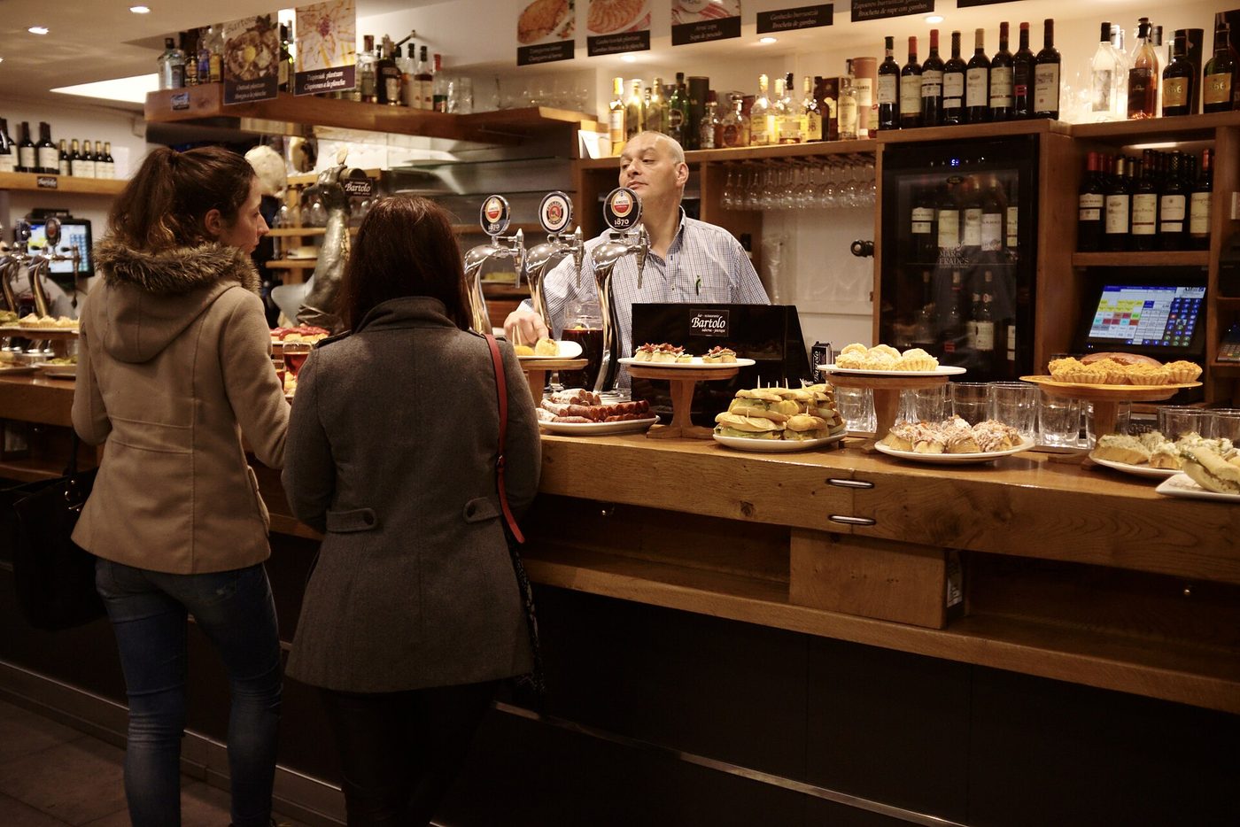 A counter of pintxos in a bar in San Sebastian