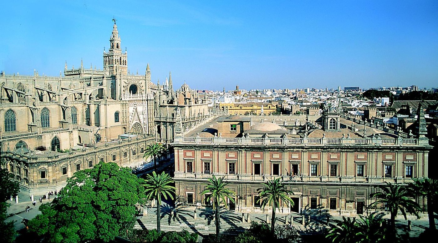 Seville Cathedral and the Archivo General de Indias seen from above