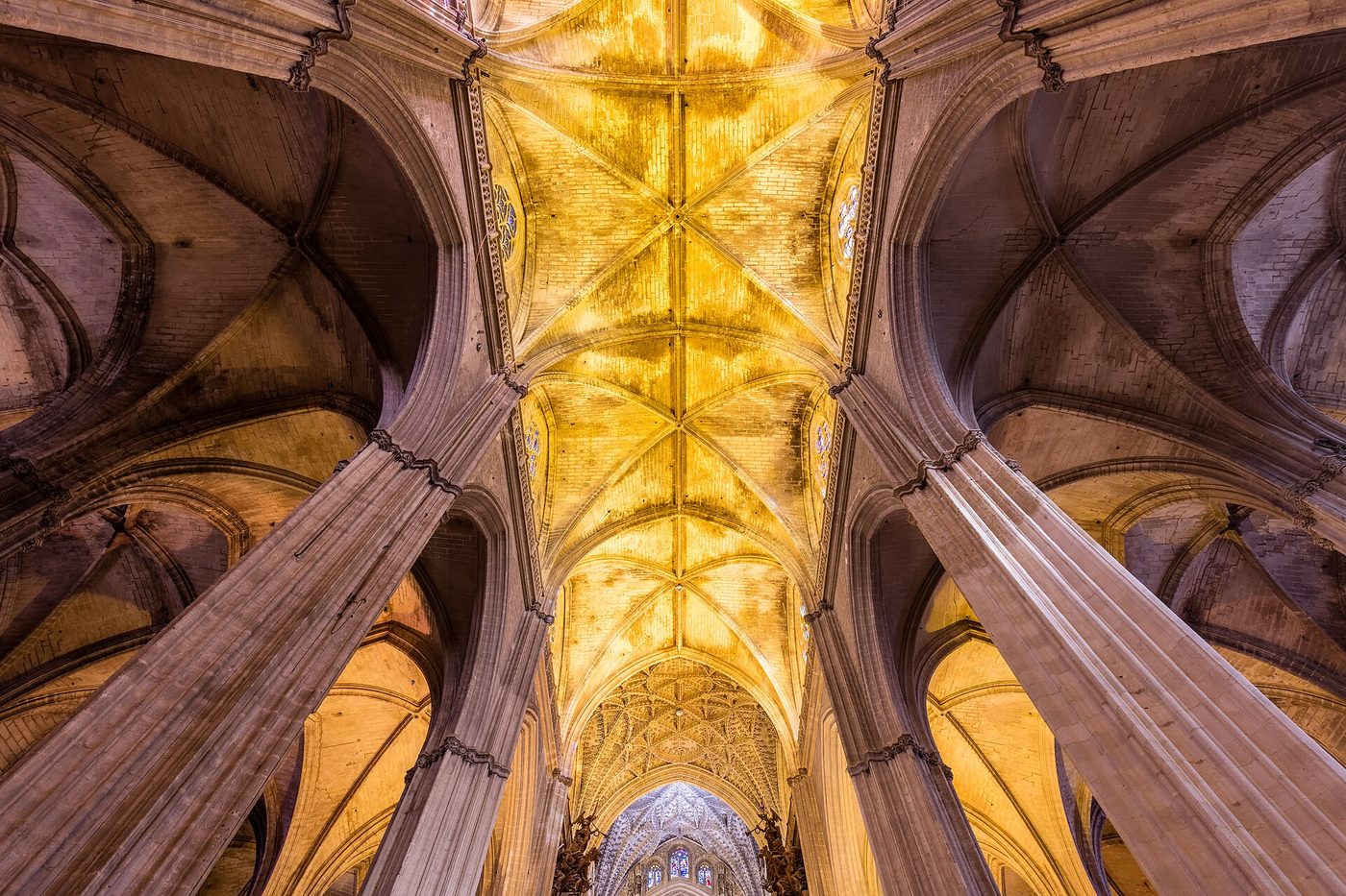 Gothic vaulting inside Seville Cathedral