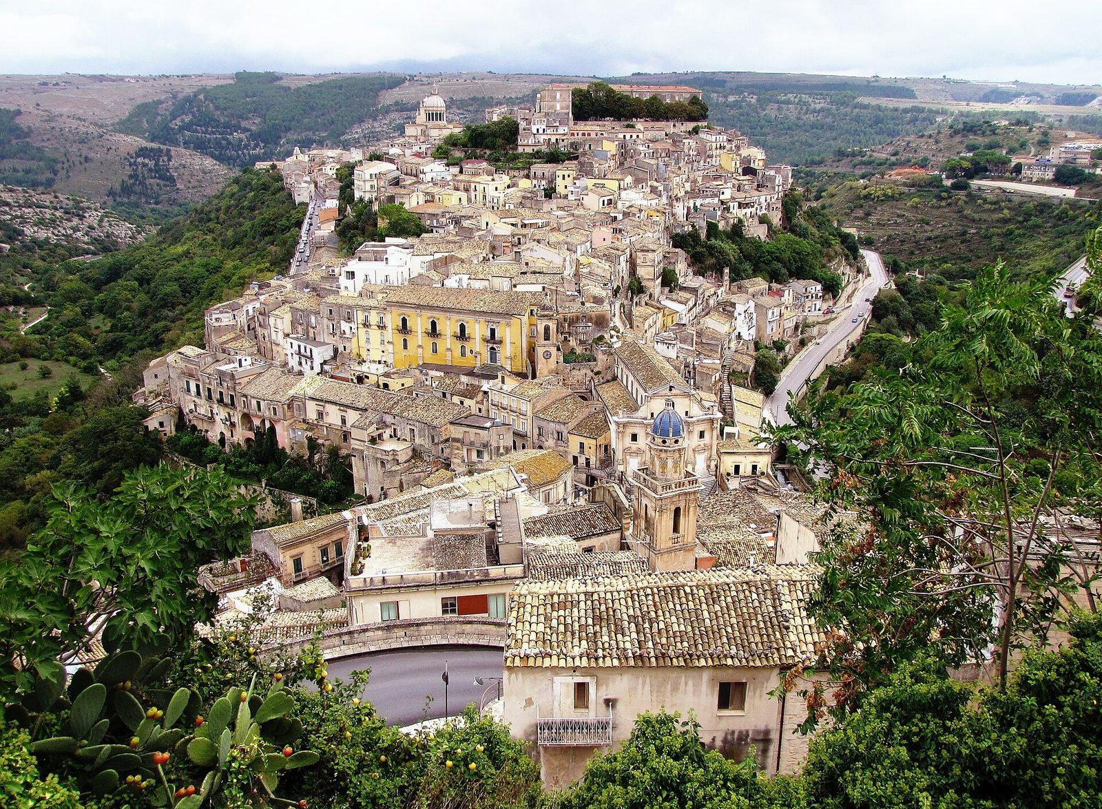 Ragusa Ibla stacked down its ridge above a ravine in southeastern Sicily