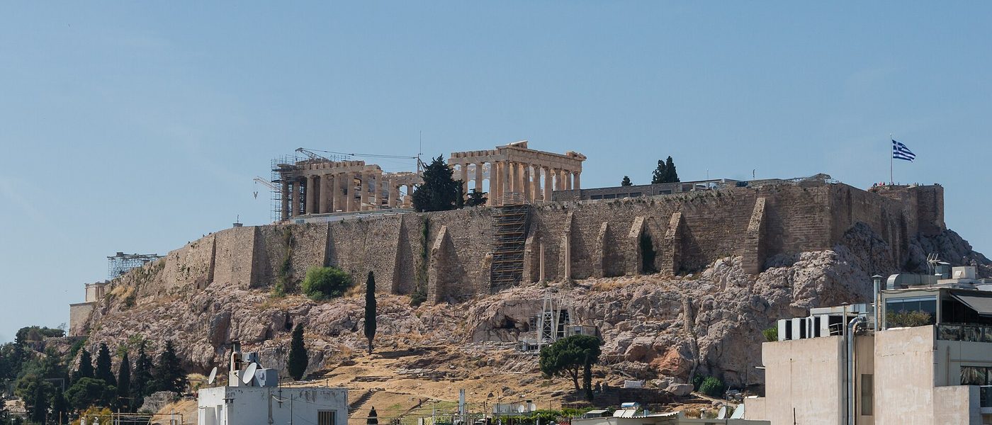 Things to do in Athens: the Parthenon on the Acropolis rock above the city