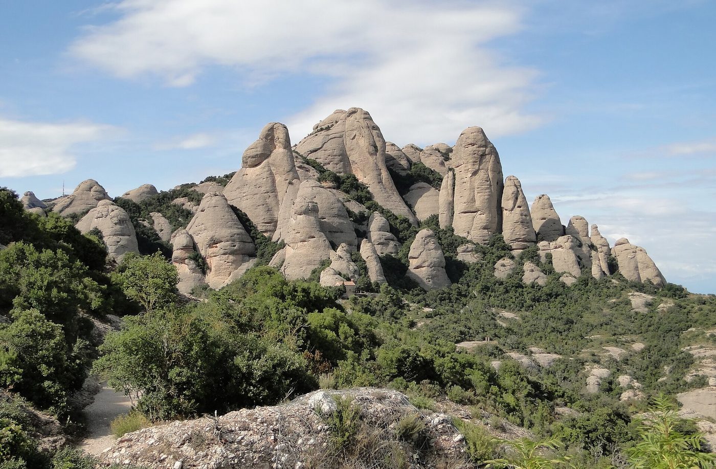 The serrated rock pinnacles of the Montserrat massif in Catalonia, a day trip from Barcelona
