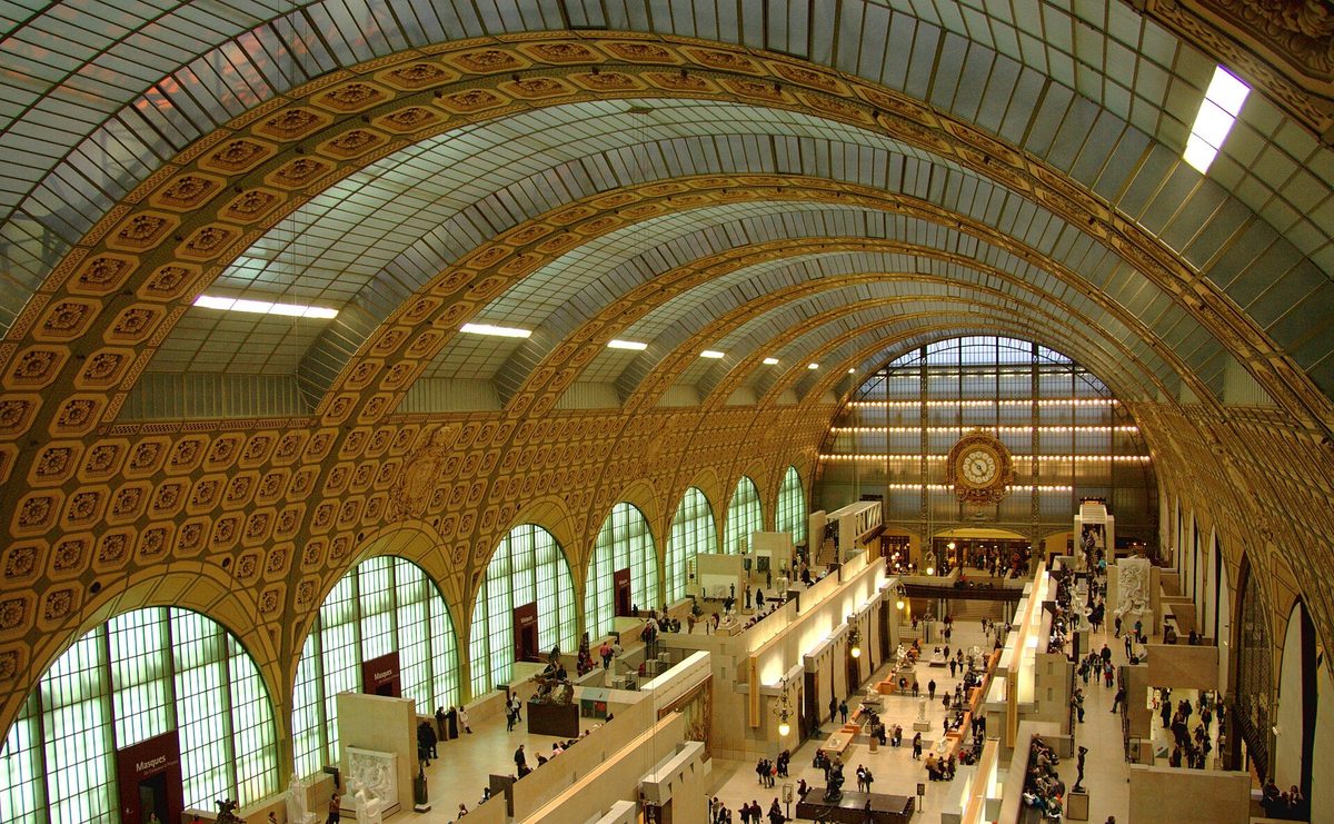 The vaulted nave and great clock of the Musee d'Orsay in Paris
