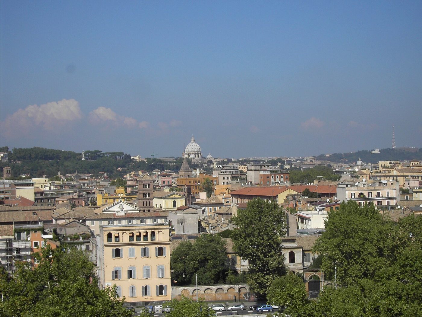 The rooftops of Rome and the dome of St Peter's seen from the Aventine Hill