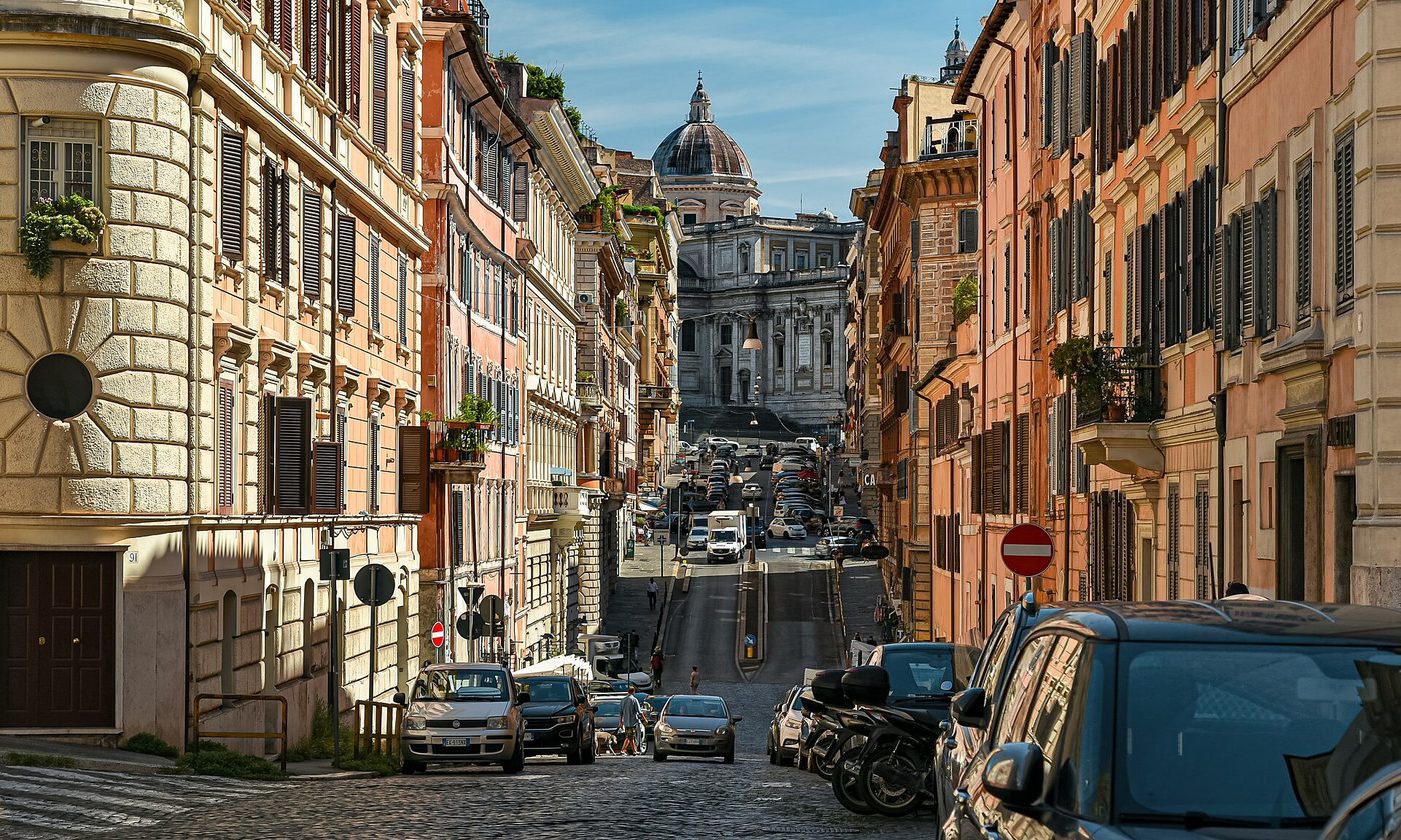 A street in the Monti district of Rome looking towards Santa Maria Maggiore