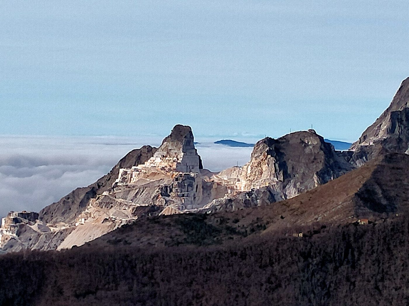 White marble quarries cut into the Apuan Alps above Carrara in Tuscany